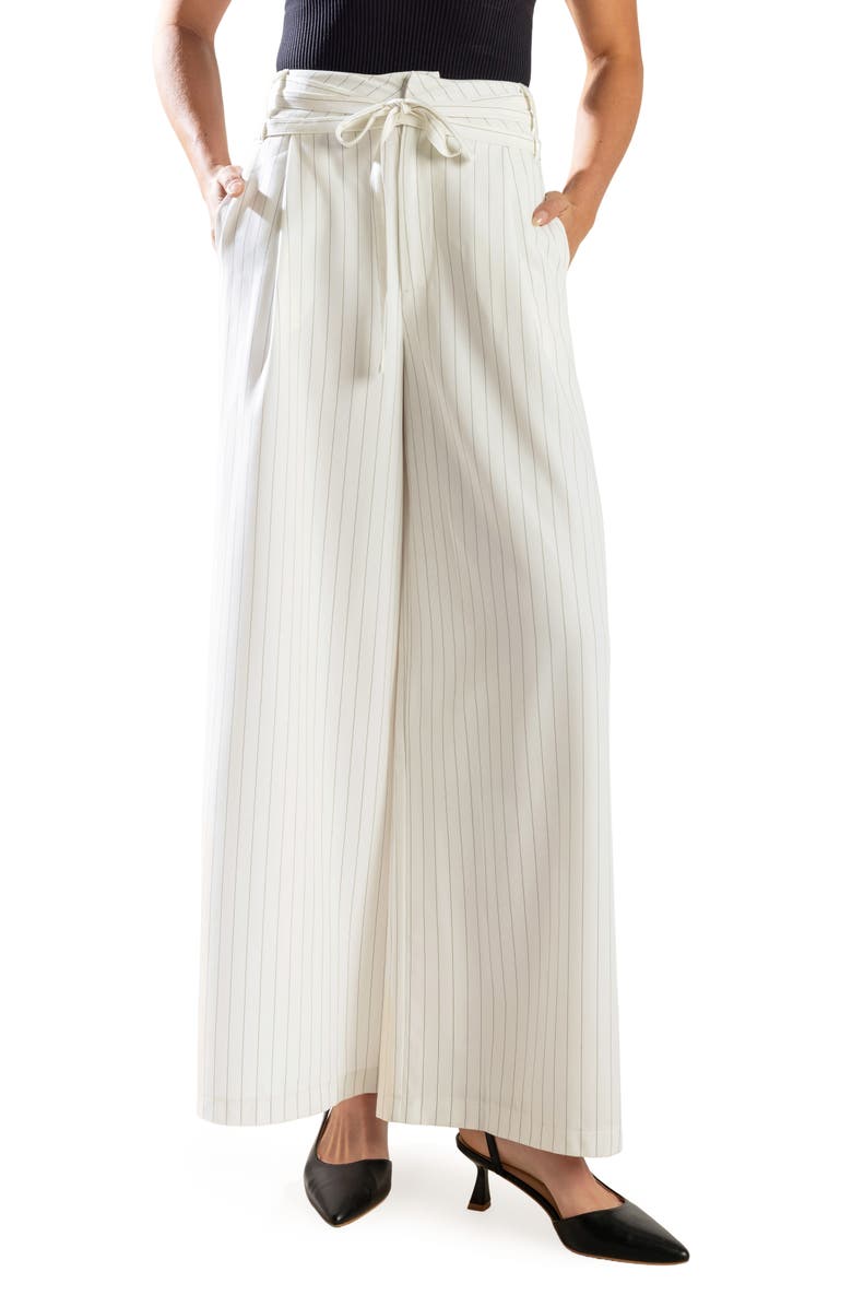 FREEMARKET Stripe Wide Leg Pants, Main, color, White Black