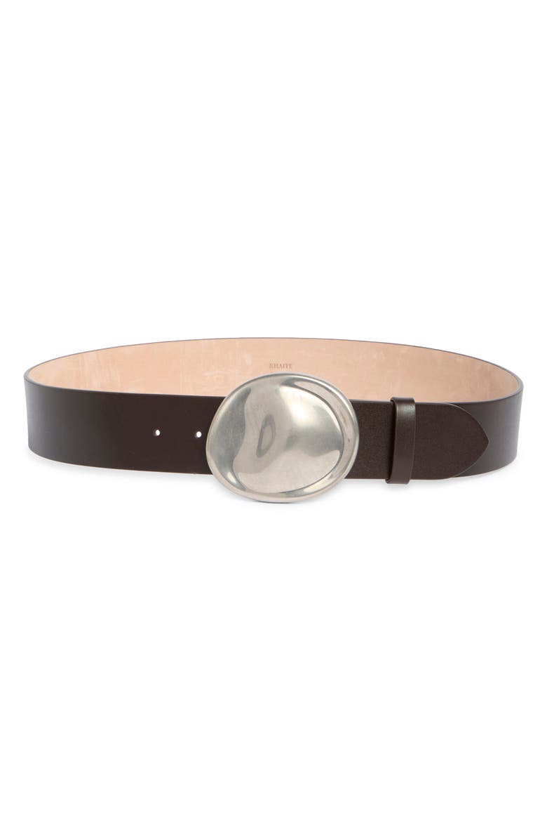 Khaite Keefe Leather Belt, Main, color, 950 Dark Brown
