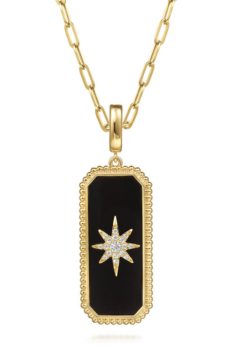 Diamond & Onyx Bujukan Medallion Pendant, Alternate, color, GOLD