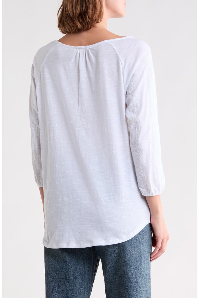 Embroidered Sleeve Peasant Top, Alternate, color, WHITE