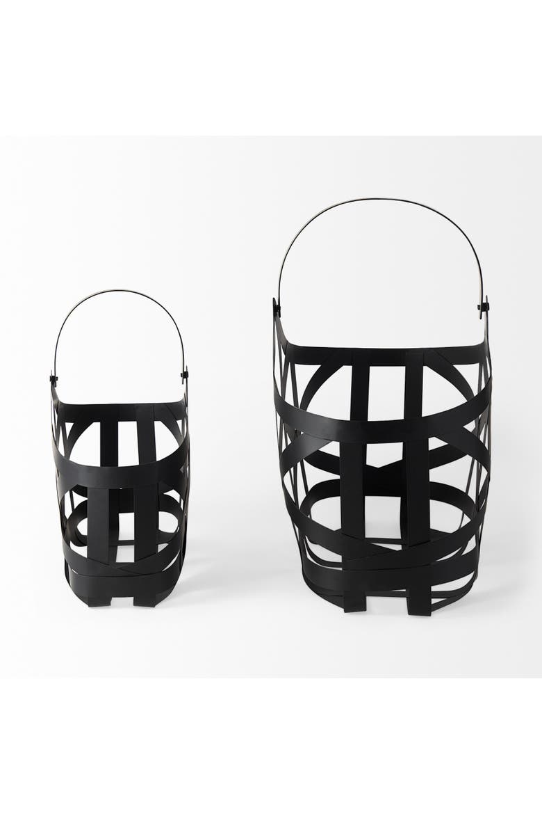 Tyrell Set of 2 Iron Metal Baskets, Alternate, color, Black