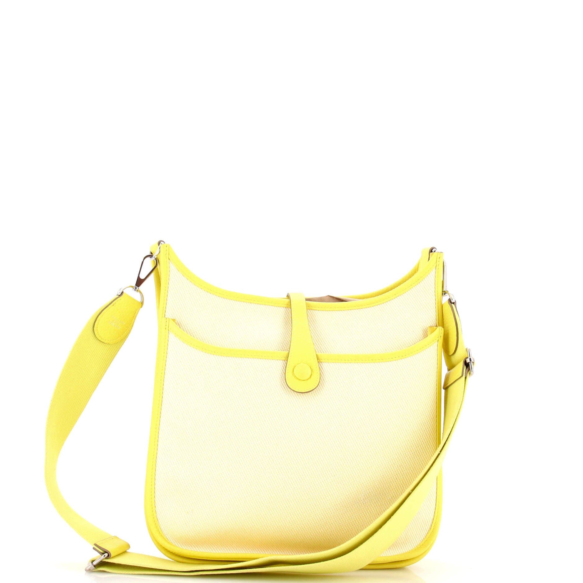 Pre-Owned Hermes Evelyne Bag Gen III Toile and Leather PM, Alternate, color, Lime