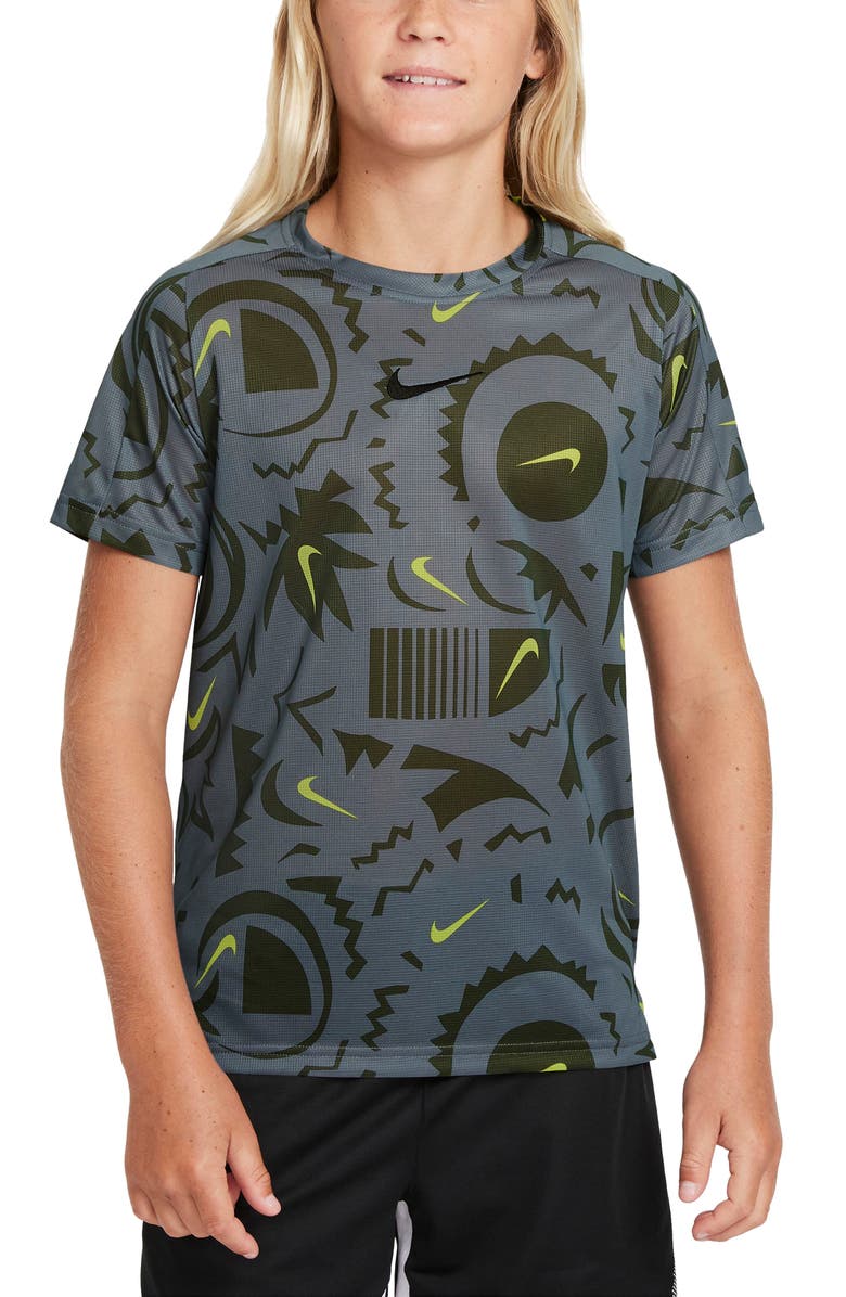 Nike Kids' Dri-FIT Training Top, Main, color, Smoke Grey/ Black