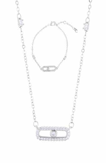 Adornia Dancing Stone Bar Pendant Necklace & Bracelet Set