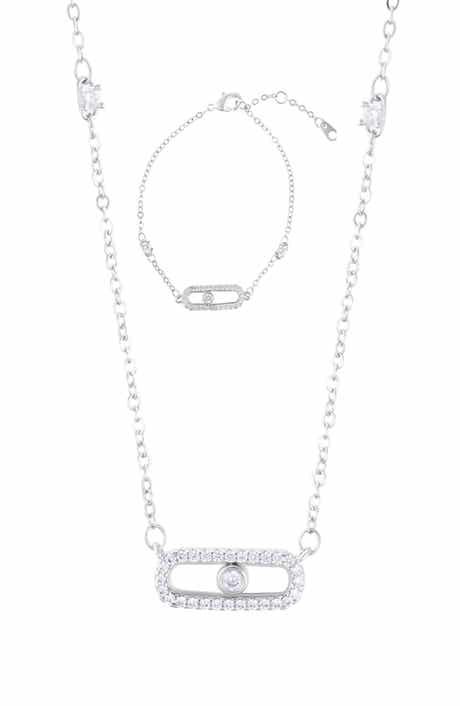 Adornia Dancing Stone Bar Pendant Necklace & Bracelet Set