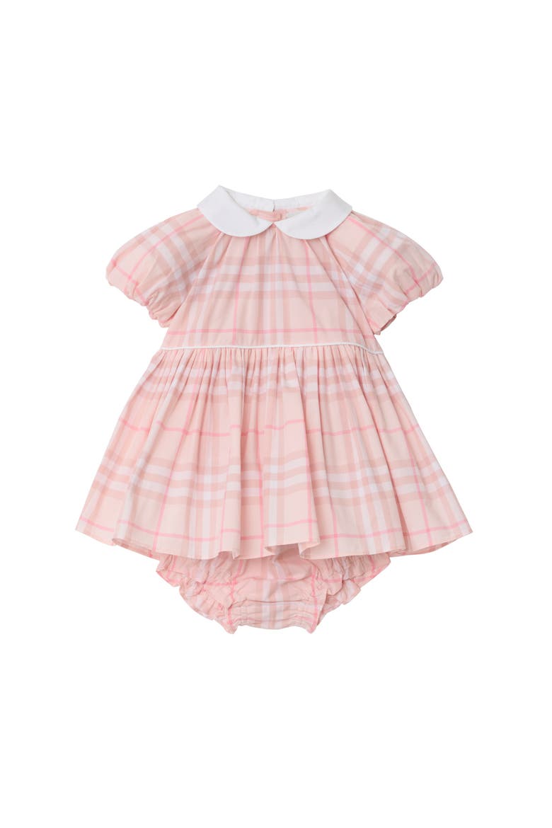 Check Cotton Dress with Bloomers, Main, color, Ice pink