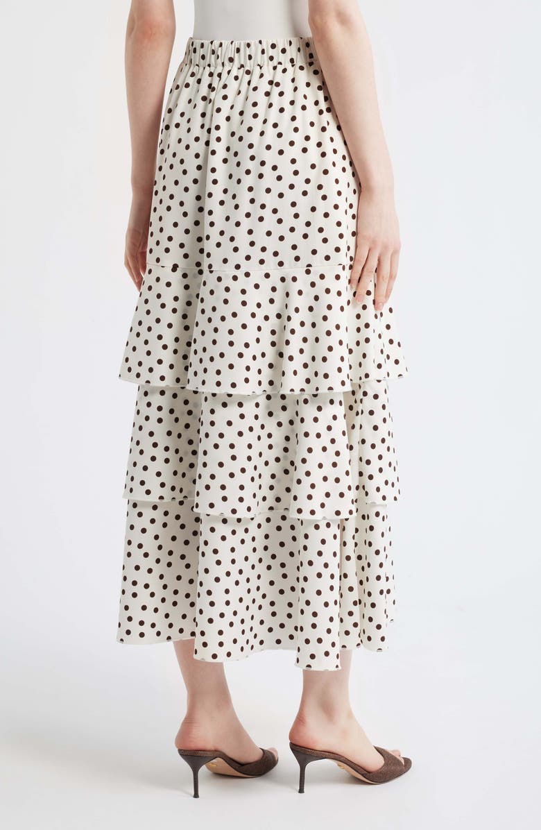 Anne Klein Tiered Polka Dot Midi Skirt, Alternate, color, White/ Dark Chocolate