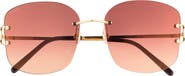 Cartier 60mm Rimless Square Sunglasses
