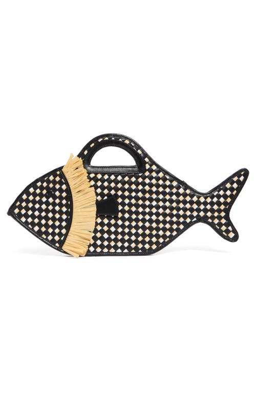 Staud Cleo Fish Woven Raffia Basket Bag