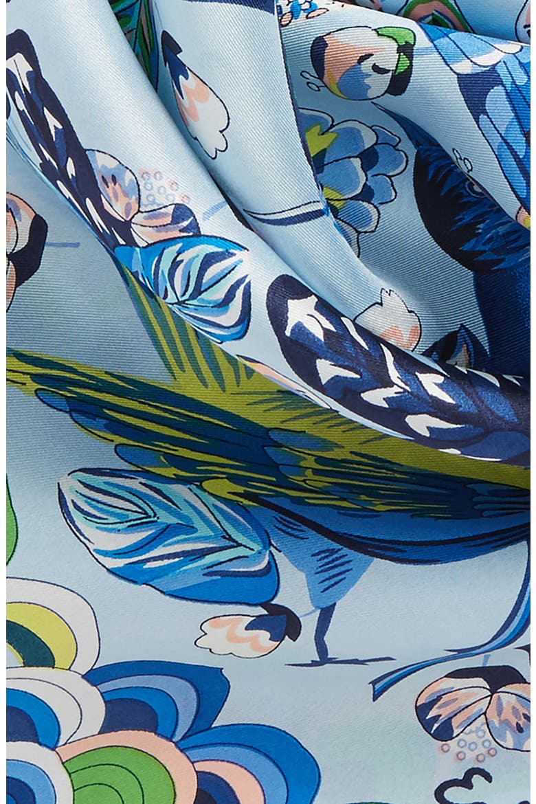 Flight of Fancy Square Silk Scarf, Alternate, color, BLUE BELL