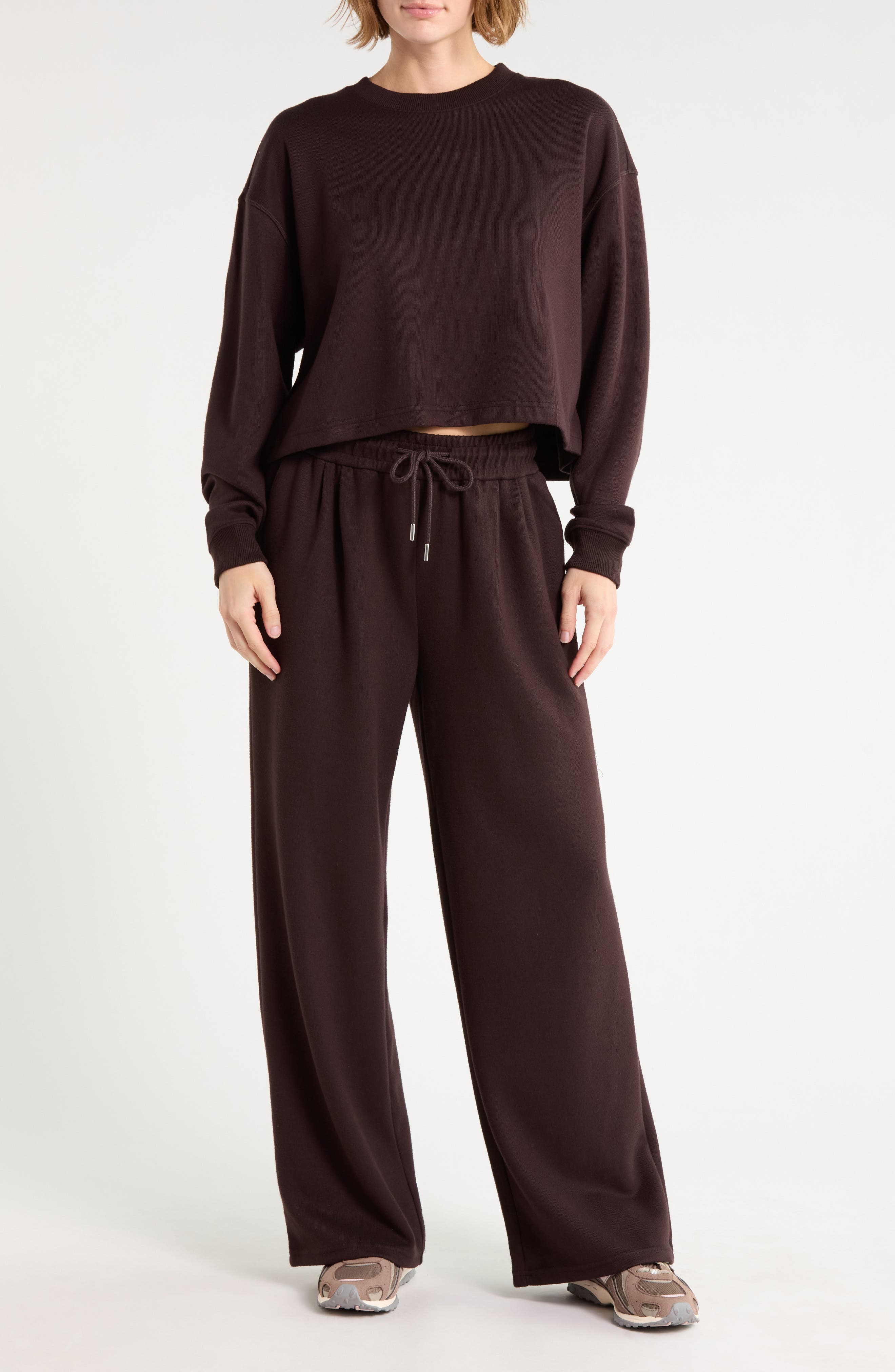 Marvelle Crewneck Sweatshirt & Wide Leg Pants Lounge Set