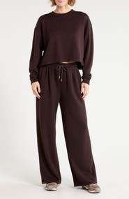 90 DEGREE BY REFLEX Marvelle Crewneck Sweatshirt & Wide Leg Pants Lounge Set