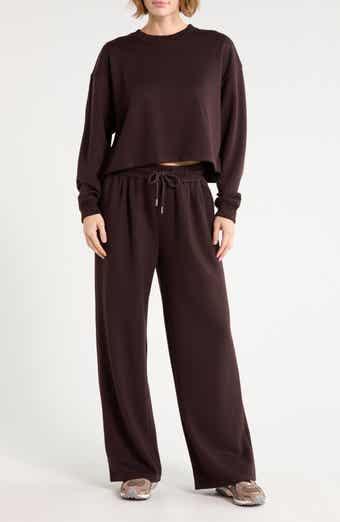 Marvelle Crewneck Sweatshirt & Wide Leg Pants Lounge Set