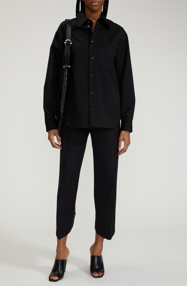 Bottega Veneta Oversize Grain de Poudre Stretch Wool Shirt, Main, color, 