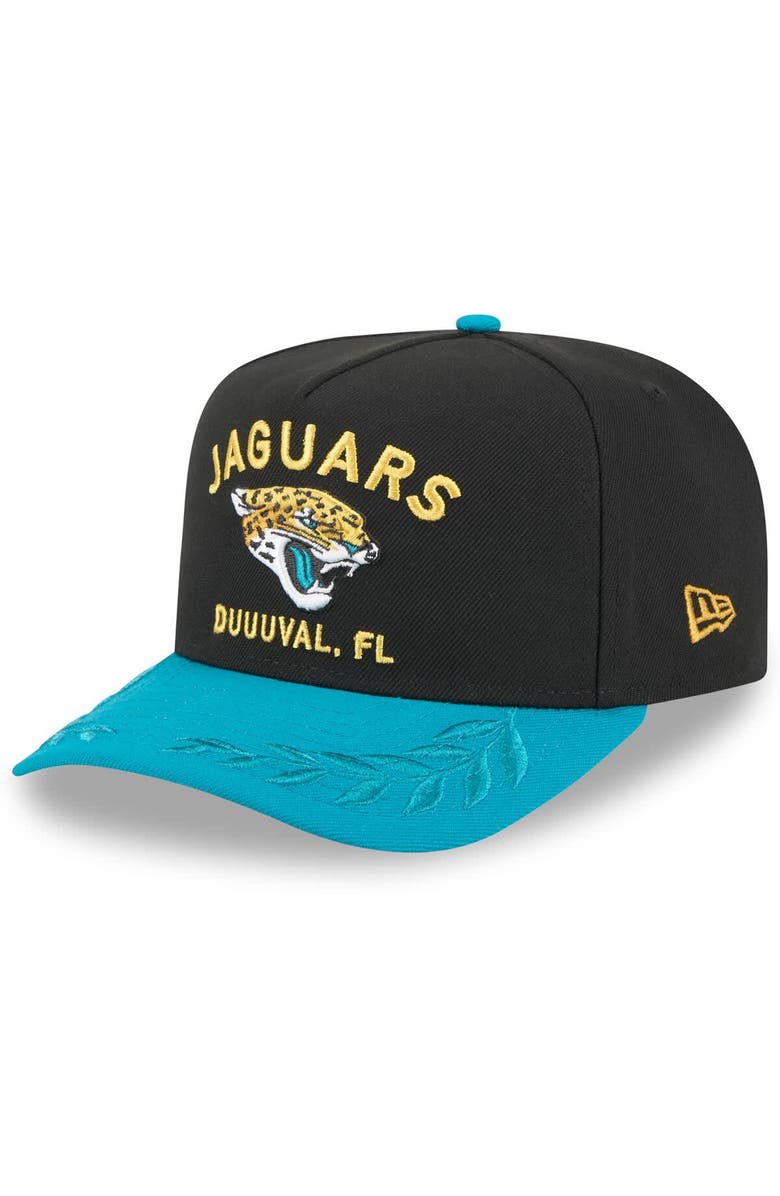 New Era Men's New Era  Black/Teal Jacksonville Jaguars 2025 NFL Draft A-Frame 9FIFTY Snapback Hat, Main, color, 