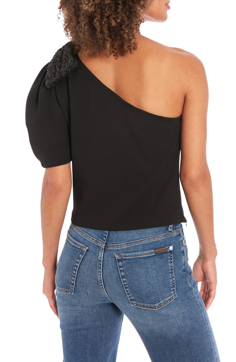 Muse One Shoulder Bubble Sleeve Top, Alternate, color, Black