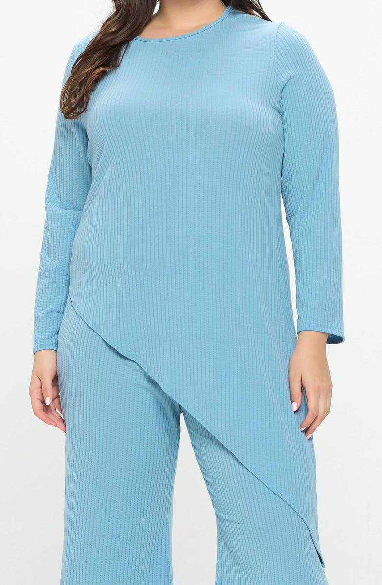 L I V D Gianna Asymmetric Top & Pants Set, Alternate, color, Denim