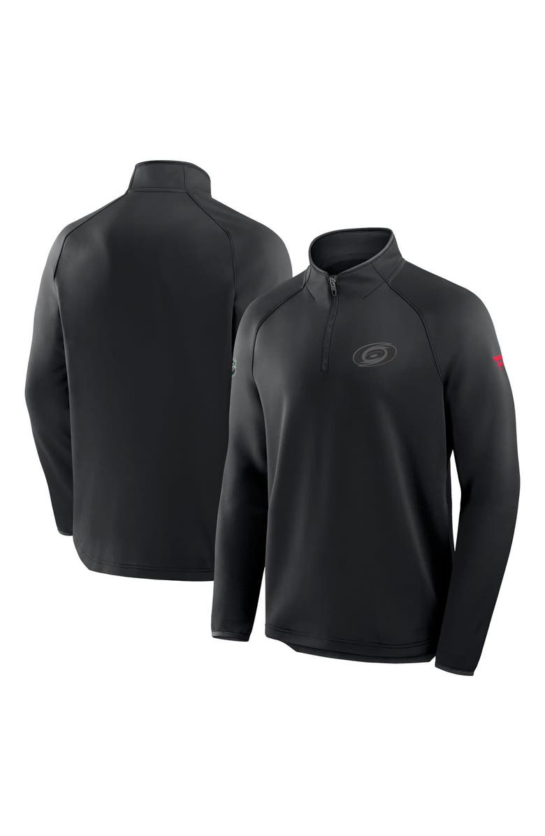 FANATICS Men's Fanatics Black Carolina Hurricanes Authentic Pro Tonal Rink Raglan Quarter-Zip Pullover, Alternate, color, Black
