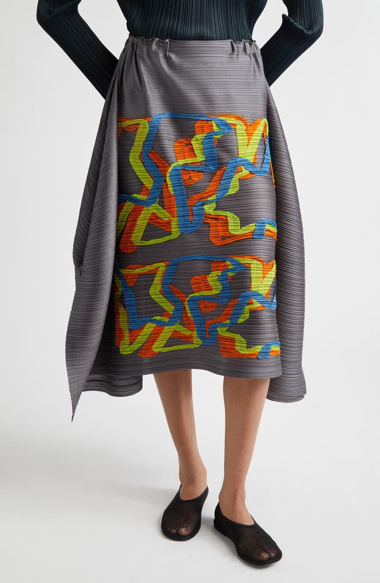 Pleats Please Issey Miyake Mix Pleated Skirt, Main, color, Gray