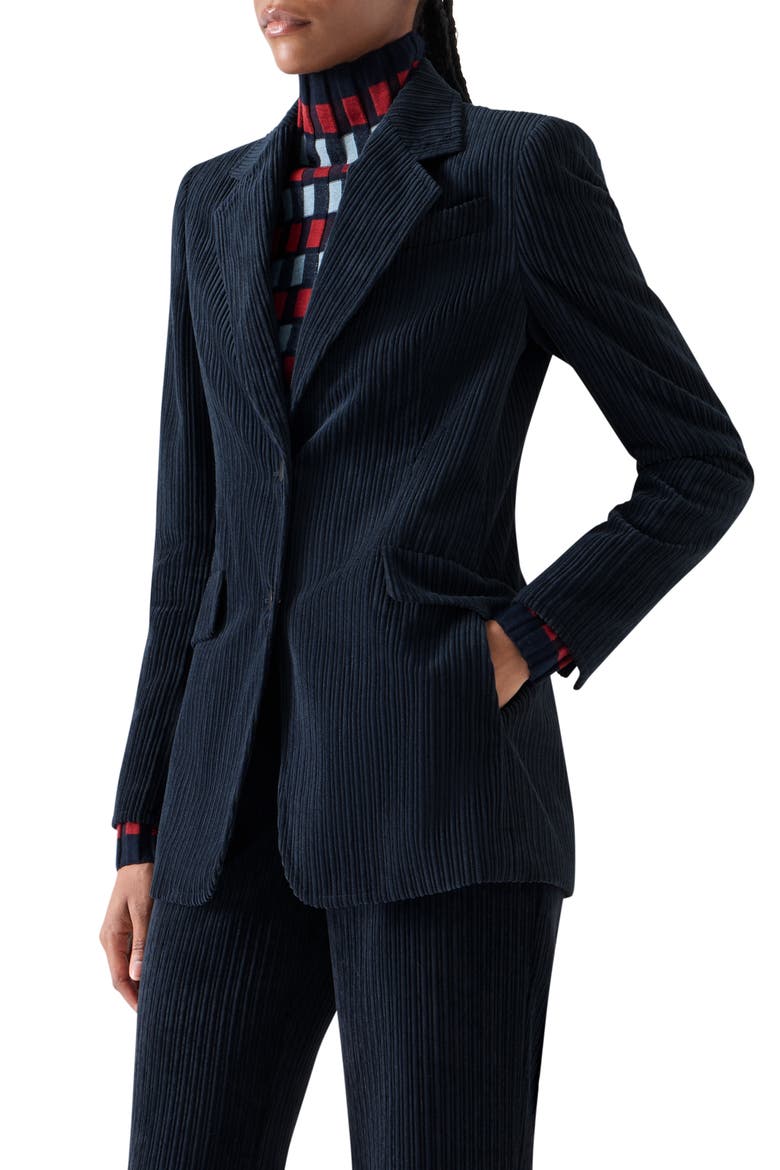 Soft Techno Corduroy Tailored Jacket, Alternate, color, NAVY