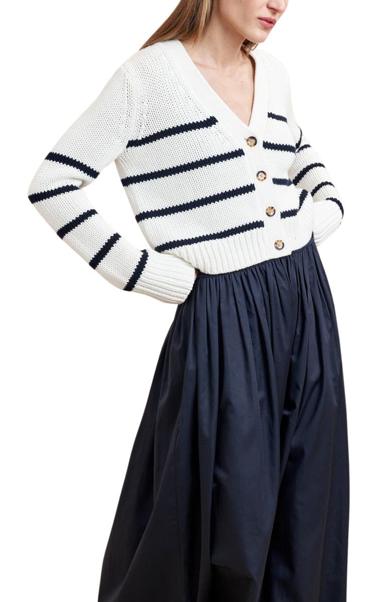 La Ligne Mini Marina Cardigan, Alternate, color, Cream/Navy