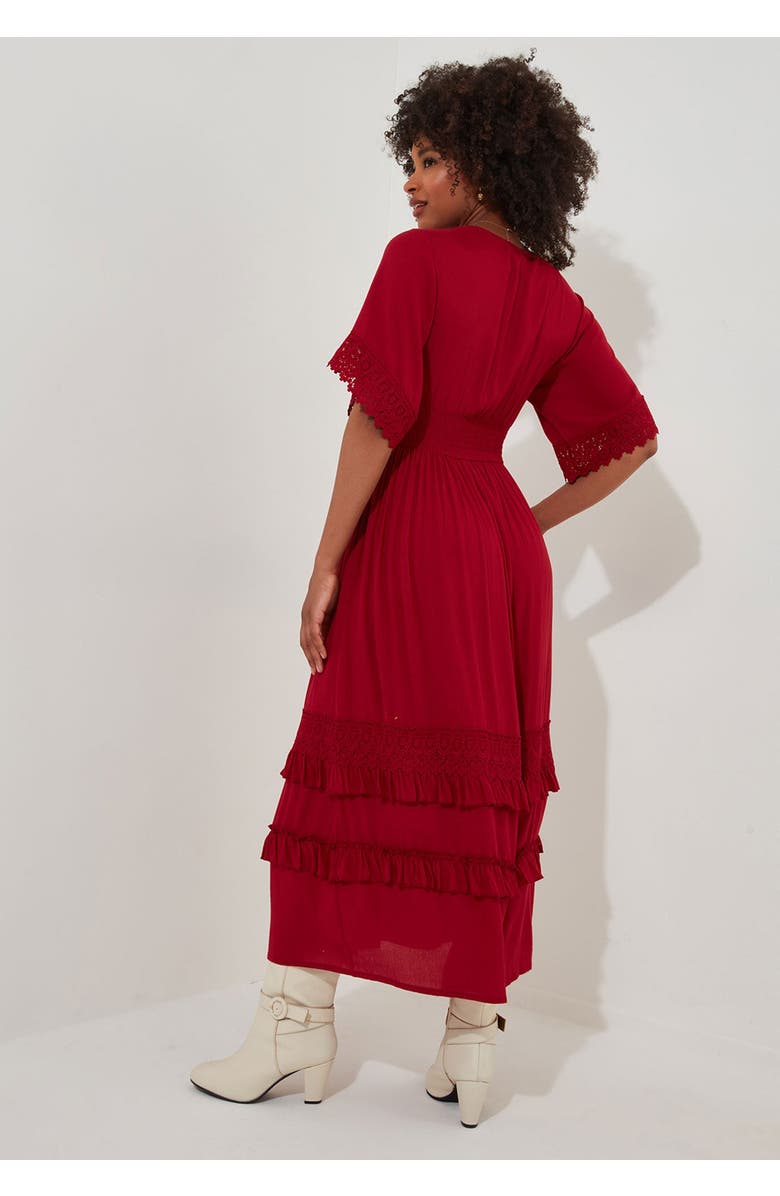Joe Browns Crochet Trim Boho Midi Dress, Alternate, color, Classic Red