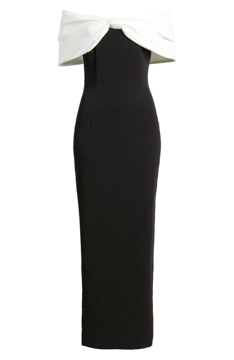 Sonya Moda Belluno Off the Shoulder Column Gown, Alternate, color, Black And White