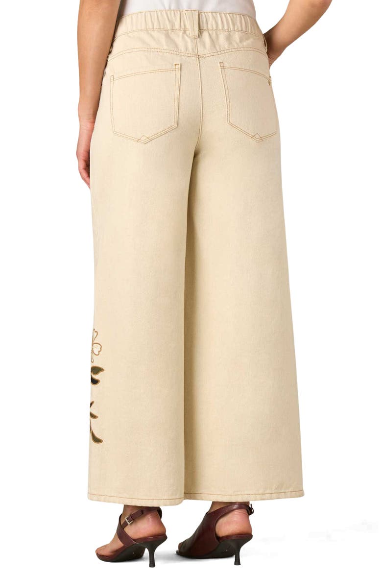 27/24 Flower Appliqué High Waist Wide Leg Jeans, Alternate, color, HEATHERED BIRCH/ CARAMEL