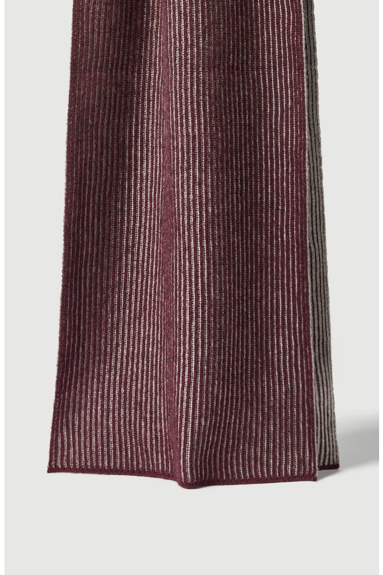 Cashmere English rib vanisé knit scarf, Main, color, Bordeaux