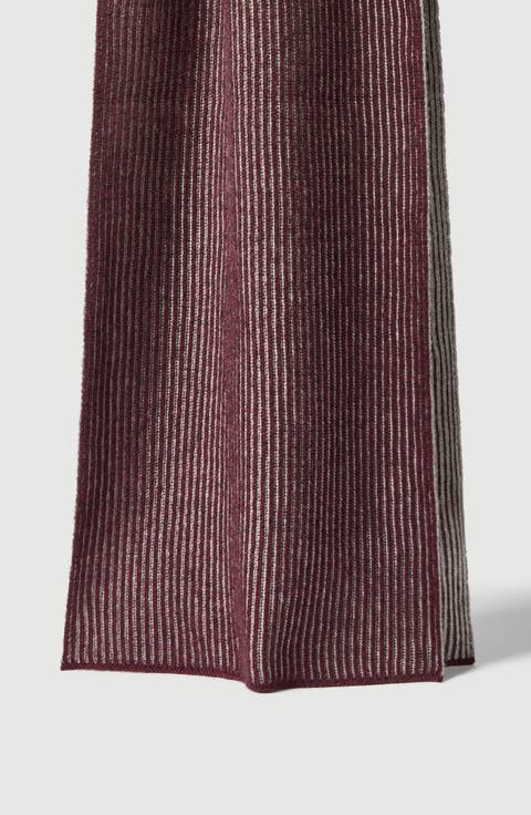 Cashmere English rib vanisé knit scarf