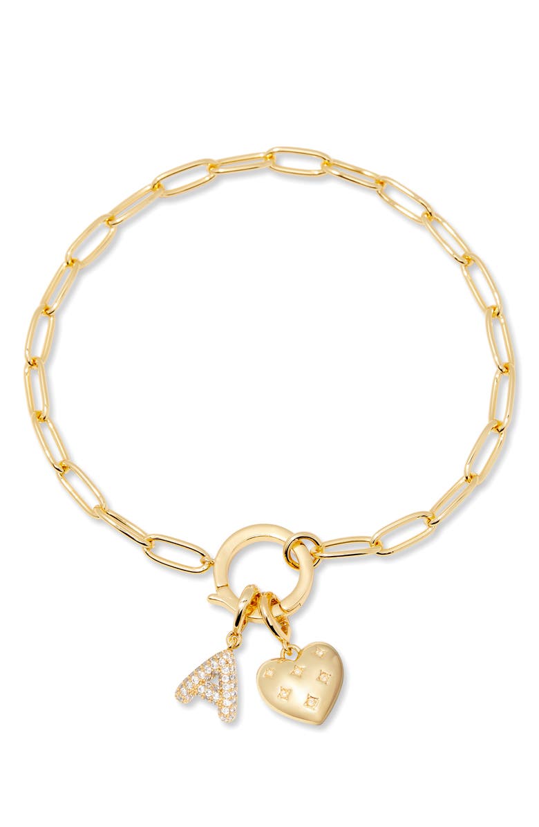 Brook and York Lillian Initial Heart Charm Bracelet, Main, color, Gold A