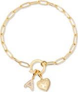 Brook and York Lillian Initial Heart Charm Bracelet