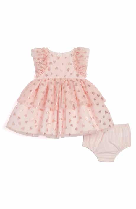 Pippa & Julie Heart Print Ruffle Dress & Bloomers