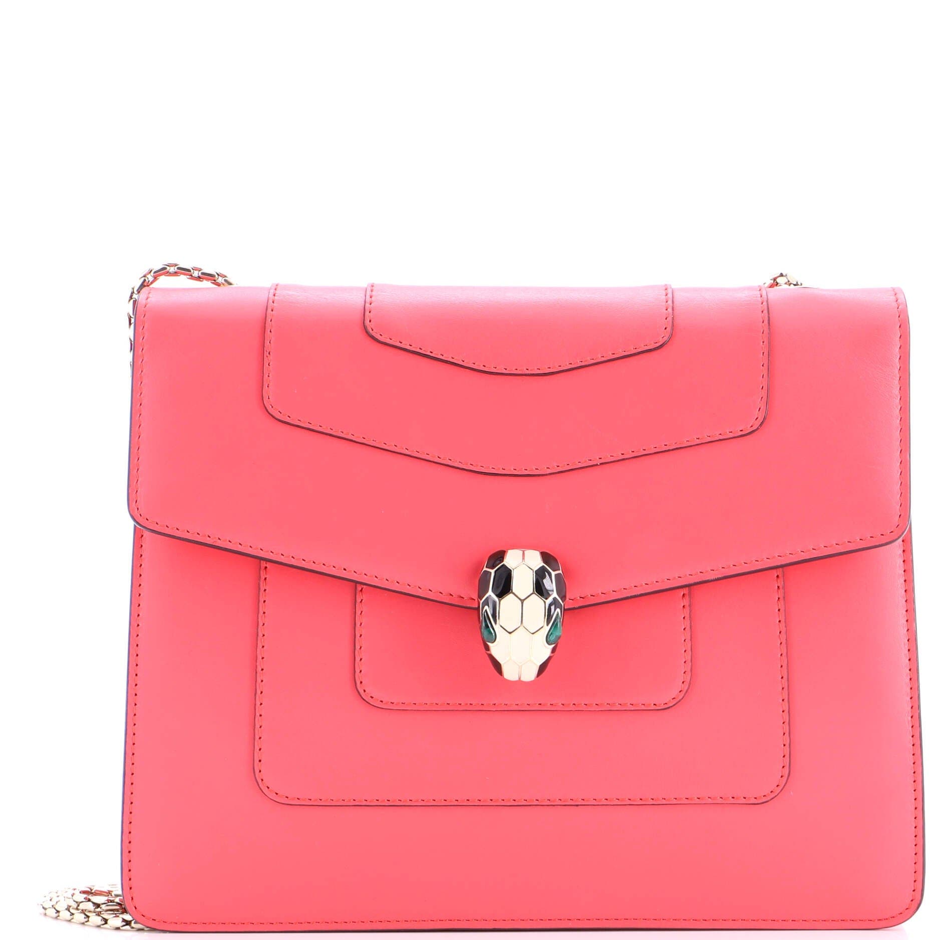 Serpenti Forever Square Shoulder Bag Leather Medium, Main, color, Pink
