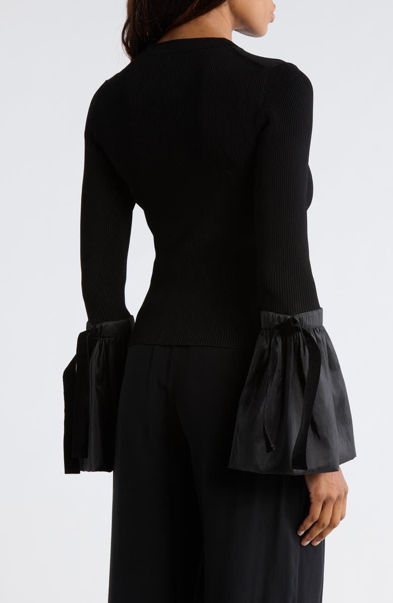 Simkhai Agata Trumpet Sleeve Top, Alternate, color, Black