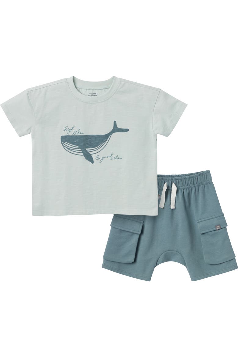 Top and Cargo Shorts Set, Main, color, Light Blue