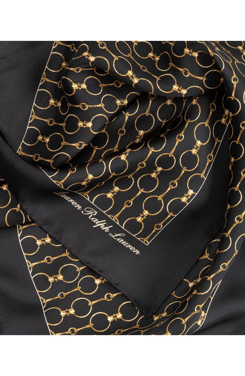 Lauren Ralph Lauren Printed Square Silk Scarf, Alternate, color, Black
