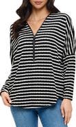 O.L. Quarter Zip Drop Shoulder Rib Long Sleeve Top