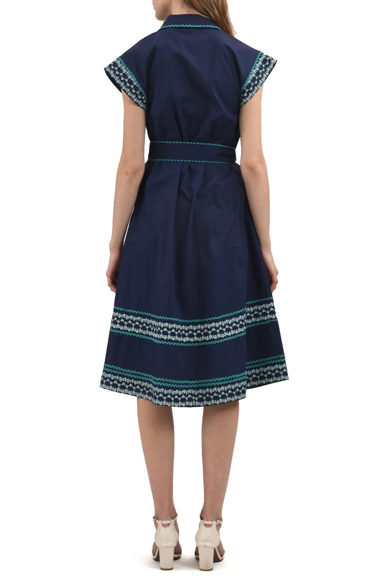 Celina Moon Thalia Midi Shirtdress, Alternate, color, Blue Azure/ Green