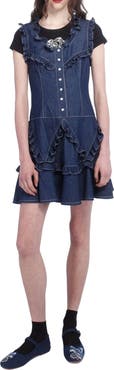 Anna Sui Denim Ruffle Dress