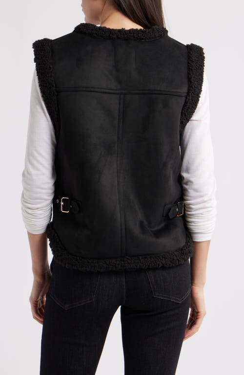 Sam Edelman Faux Suede & Faux Shearling Vest In Black