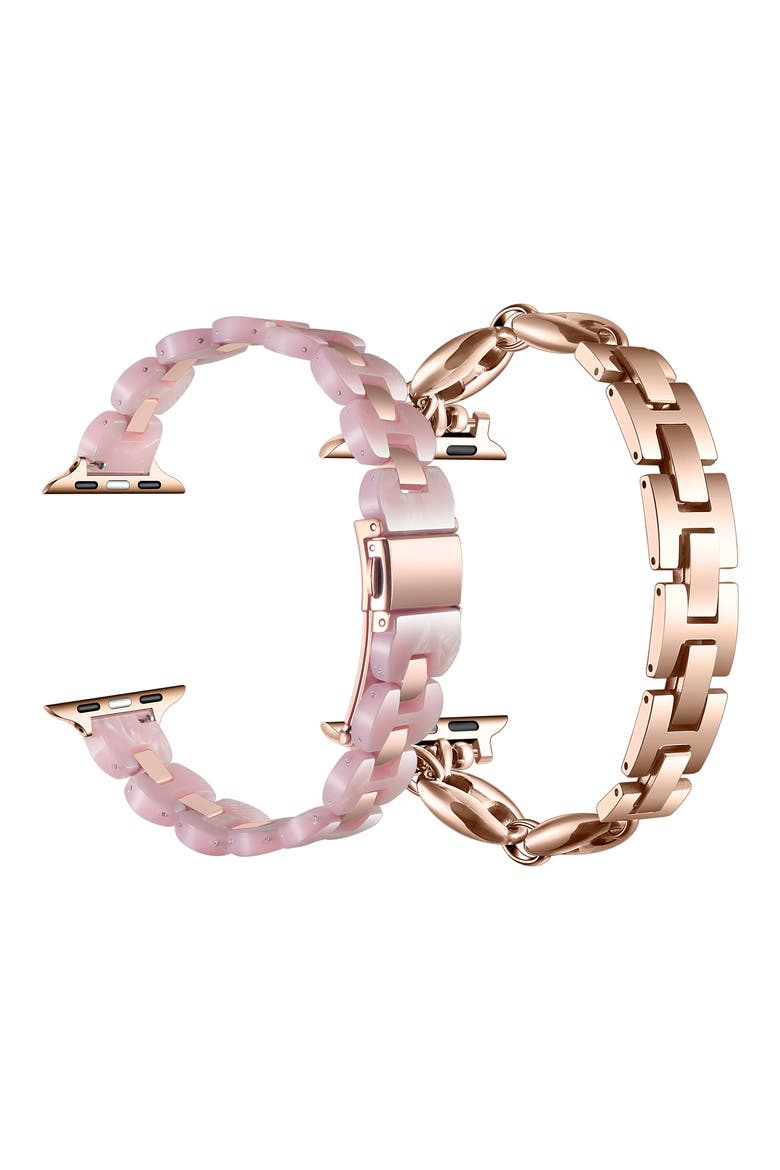 Poppy Aria Assorted 2-Pack Apple Watch® Watchbands, Alternate, color, ROSE GOLD