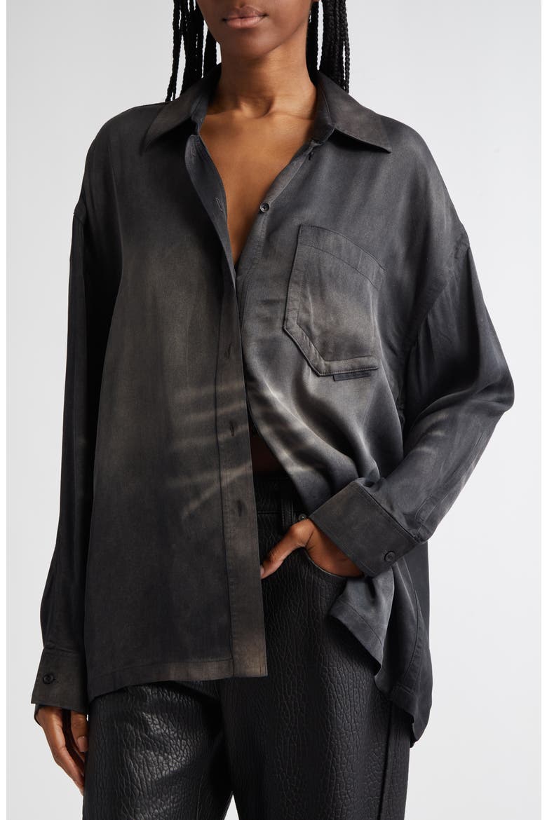 Oversize Button-Up Shirt, Alternate, color, CREASED CHARCOAL