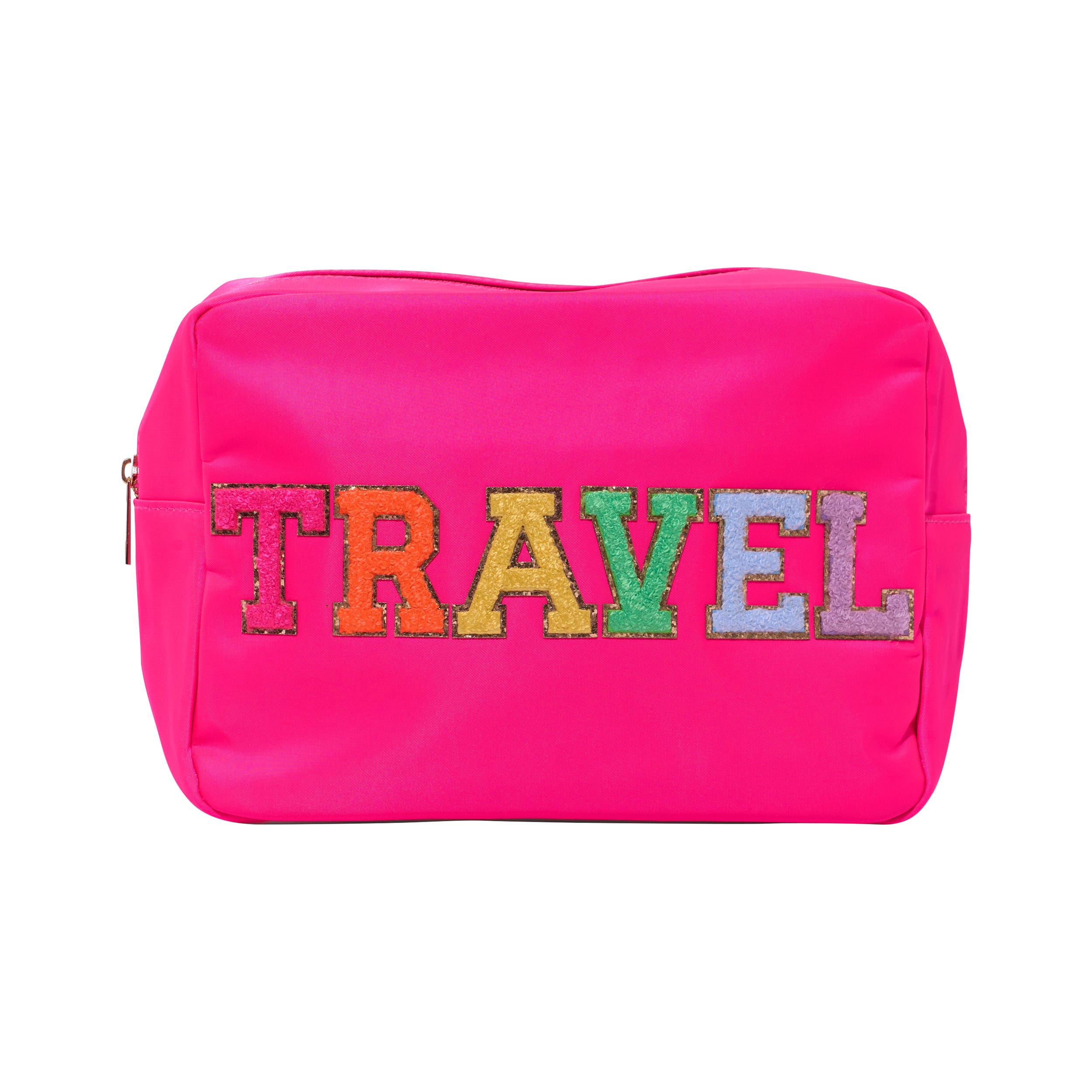 Malibu Sugar Nylon Pouch w/ TRAVEL Patch, Main, color, Pink
