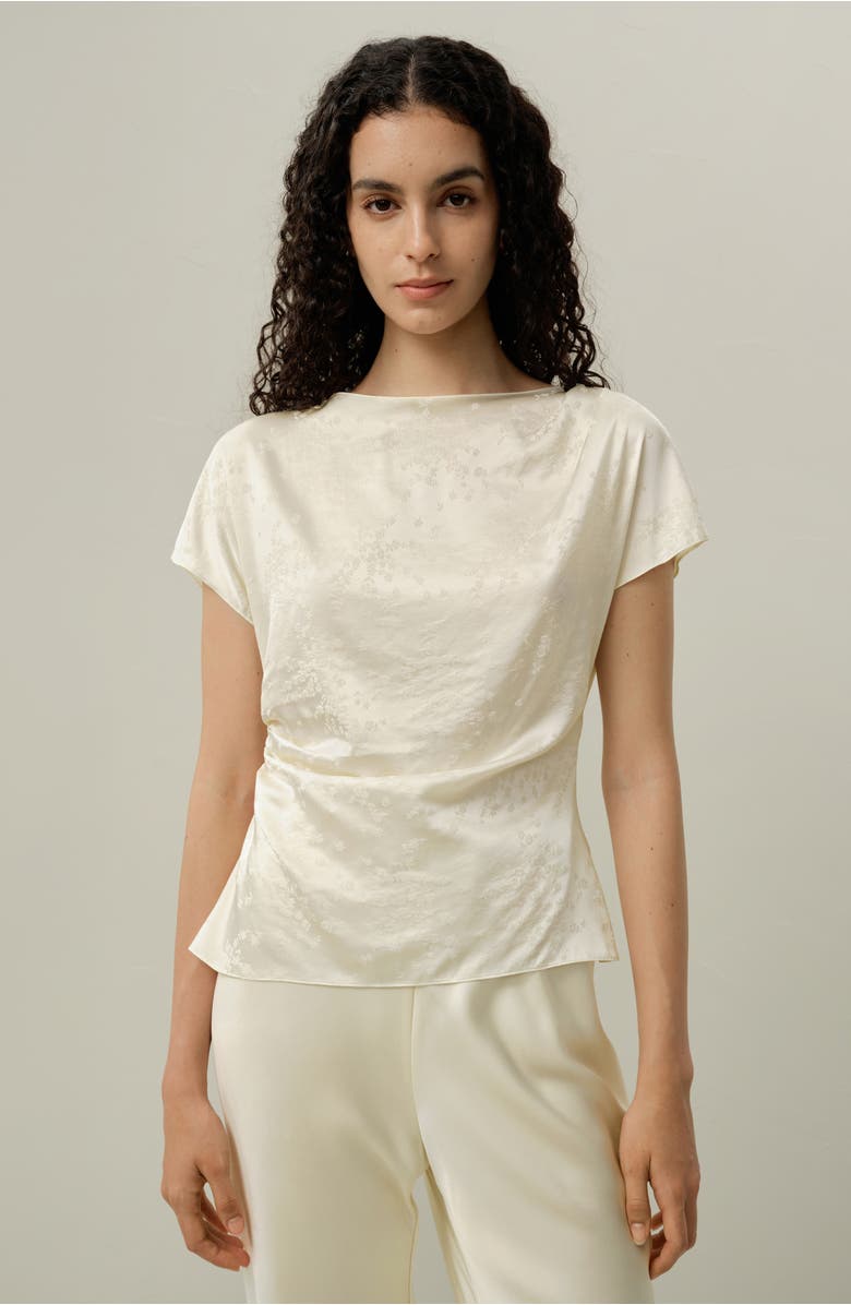 Lilysilk Ying Jacquard Silk Top, Alternate, color, Lily White