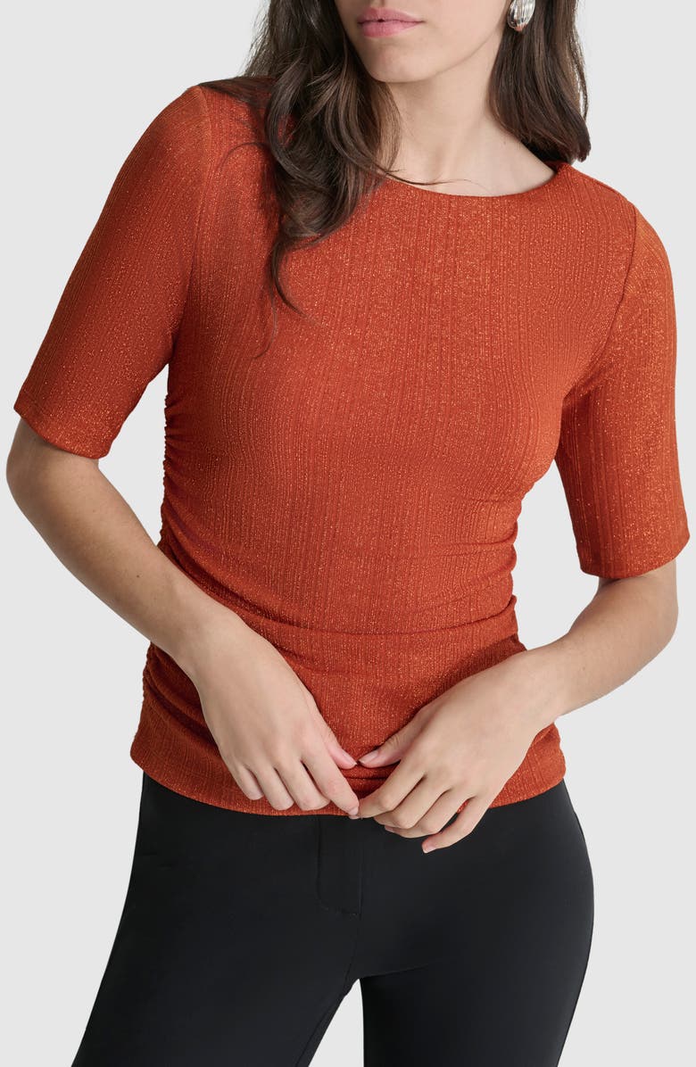 DKNY Metallic Knit Top, Alternate, color,
