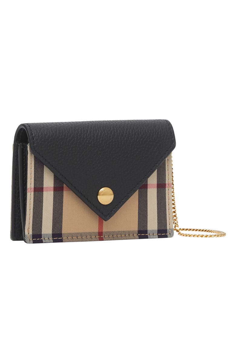 Burberry Jade Vintage Check Card Case on a Chain, Alternate, color, 