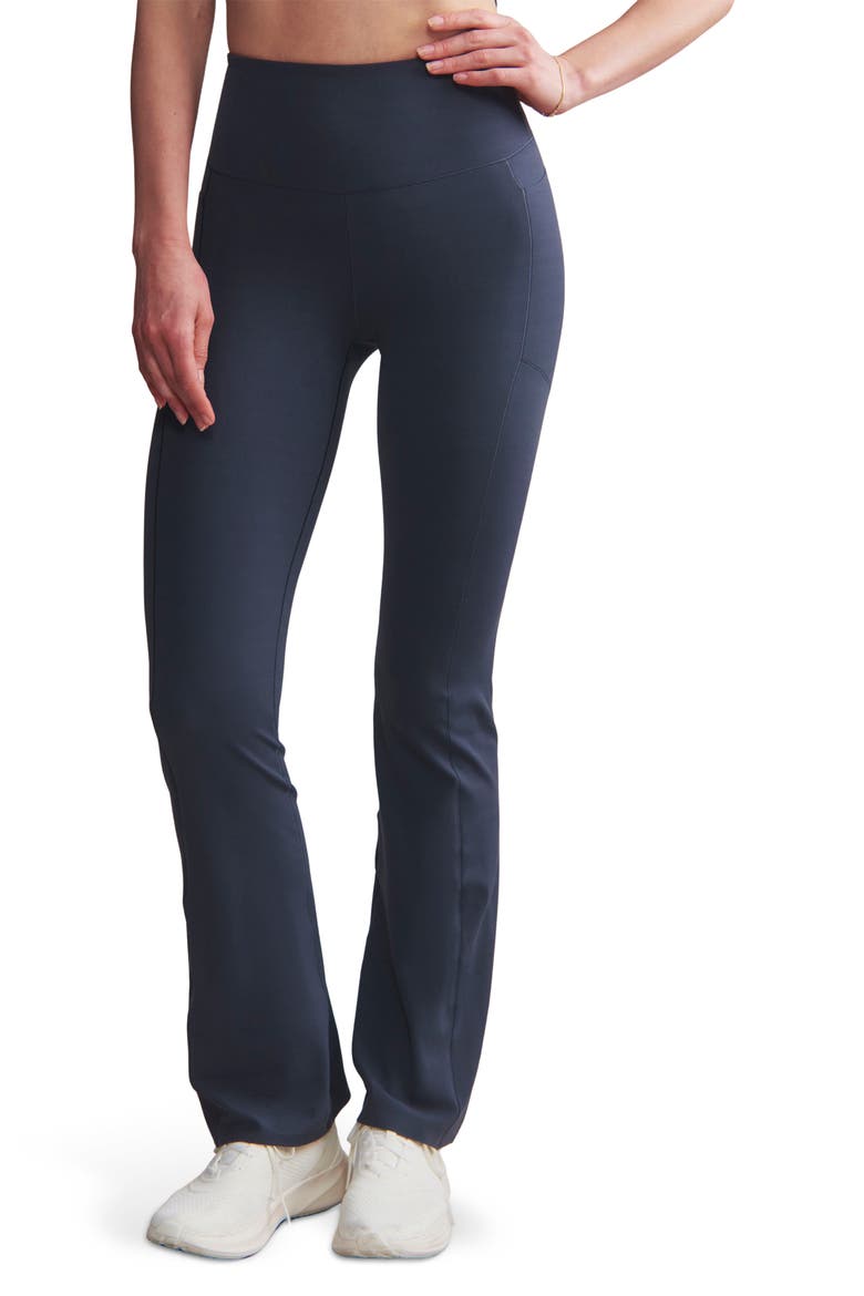 Revive Pocket Flare Leggings, Main, color, NAVY BLUE
