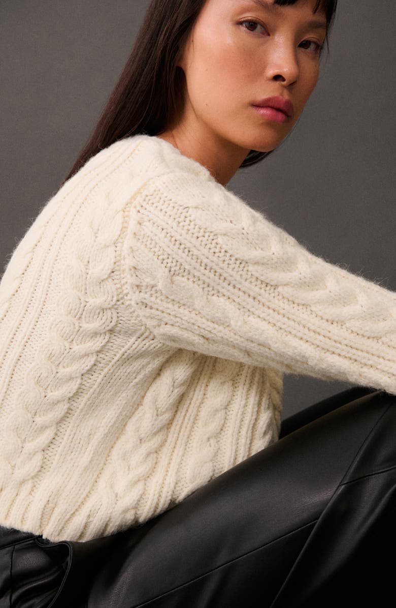 MANGO Cable Stitch V-Neck Cardigan, Alternate, color,