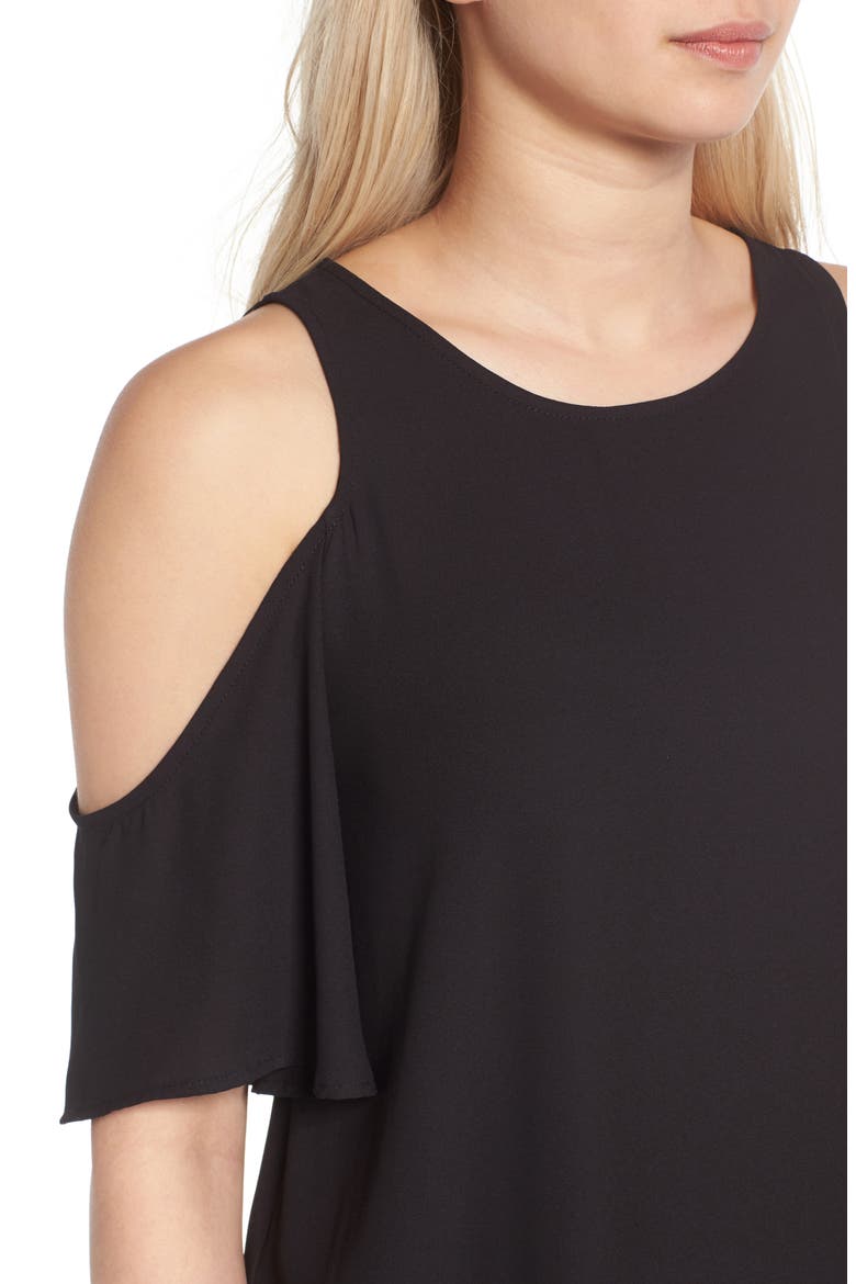 Cold Shoulder Top, Alternate, color, BLACK
